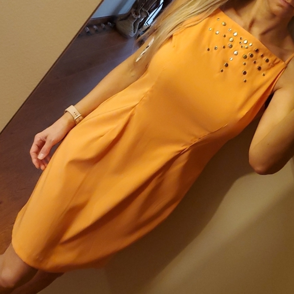 NWT Orange Sequin Halter Dress for Cocktail